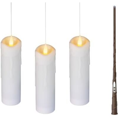Lumineo Magische LED Kerzen 19x5cm mit Zauberstab 3er Set Weiß Fernbedienung in Holzoptik Warmweiß mit Flackereffekt Batteriebetriebene Weihnachtsdeko Innenbereich Lumineo Magische LED Kerzen 19x5cm mit Zauberstab 3er Set Weiß Fernbedienung in Holzoptik Warmweiß mit Flackereffekt Batteriebetriebene Weihnachtsdeko Innenbereich