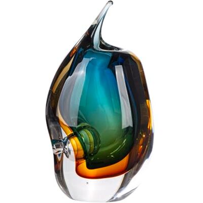 GILDE Glas Art Vase Dario aus Glas glänzend blau/braun/grün/klar Höhe 24cm x Breite 13cm wasserdichte Glasvase GILDE Glas Art Vase Dario aus Glas glänzend blau/braun/grün/klar Höhe 24cm x Breite 13cm wasserdichte Glasvase