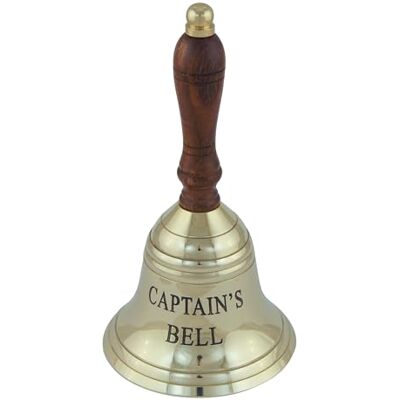 Messing Handglocke Tischglocke Glocke poliert Holzgriff 17cm Captain`s Bell Messing Handglocke Tischglocke Glocke poliert Holzgriff 17cm Captain`s Bell