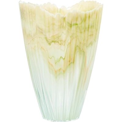 DRW Tischvase aus Glas, cremefarben, 21 x 21 x 30 cm DRW Tischvase aus Glas, cremefarben, 21 x 21 x 30 cm