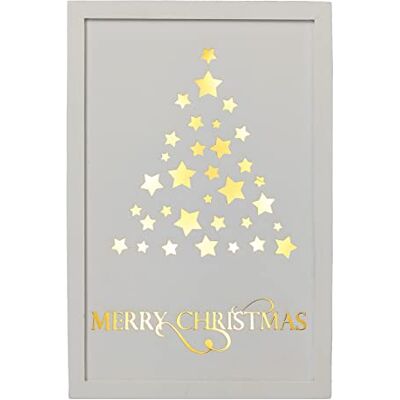 hellum LED Bild aus Holz, Weihnachtsbaum beleuchtet mit Leuchtbuchstaben Merry Christmas, weiß, 10 warm-weiße LED Hängen oder Stellen Weihnachtsdeko Adventsdeko Wohnzimmer 20x30x2,5cm, 521689 hellum LED Bild aus Holz, Weihnachtsbaum beleuchtet mit Leuchtbuchstaben Merry Christmas, weiß, 10 warm-weiße LED Hängen oder Stellen Weihnachtsdeko Adventsdeko Wohnzimmer 20x30x2,5cm, 521689