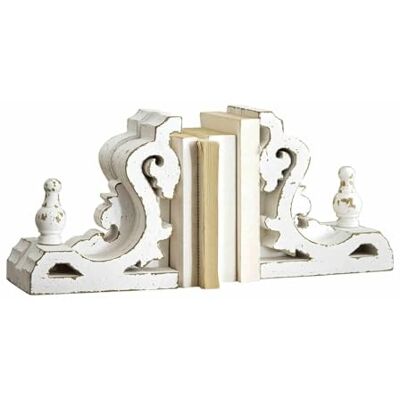 Loberon Buchstütze 2er Set Sami, antikweiß ornamentale Form, handgedrechselt, feines Antik-Finish, Dekoration, Buchhalterung, Pinienholz Loberon Buchstütze 2er Set Sami, antikweiß ornamentale Form, handgedrechselt, feines Antik-Finish, Dekoration, Buchhalterung, Pinienholz