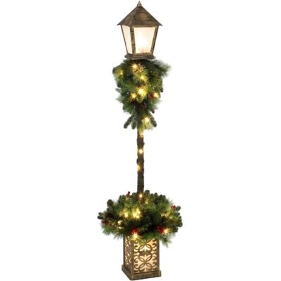 Outsunny Weihnachtsdeko 150 cm mit 50 Warmweißen LEDs Weihnachts-Straßenlaterne mit 159 PVC-Zweigspitzen, Roten Beeren, Tannenzapfen, für Außenbereich, Haustür, Veranda Outsunny Weihnachtsdeko 150 cm mit 50 Warmweißen LEDs Weihnachts-Straßenlaterne mit 159 PVC-Zweigspitzen, Roten Beeren, Tannenzapfen, für Außenbereich, Haustür, Veranda