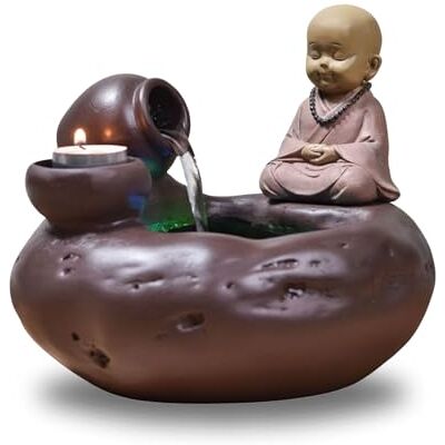 Zen Light SCFR22-H8 Natur Jarre Buddha Statue Innenbrunnen, Abnehmbares helles farbenfrohe LED, 40cm Höhe, Kastanie Zen Light SCFR22-H8 Natur Jarre Buddha Statue Innenbrunnen, Abnehmbares helles farbenfrohe LED, 40cm Höhe, Kastanie