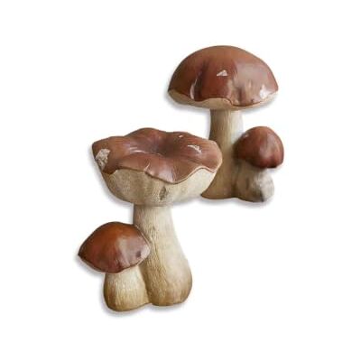 Loberon Deko-Pilz 2er Set Beenie Steinpilz-Nachbildung Wohnzimmer aus Kunststein Naturnahes Design von Hand Bemalt, braun Loberon Deko-Pilz 2er Set Beenie Steinpilz-Nachbildung Wohnzimmer aus Kunststein Naturnahes Design von Hand Bemalt, braun