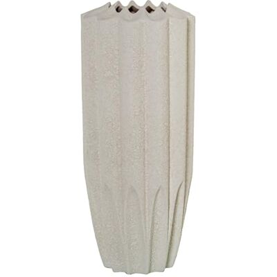 DRW Bodenvase aus Keramik, gerippt, Beige, 18 x 18 x 42 cm DRW Bodenvase aus Keramik, gerippt, Beige, 18 x 18 x 42 cm