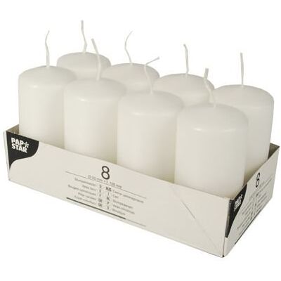 Papstar 8 Stumpenkerzen Ø 50 mm · 100 mm Weiss Weihnachten Papstar 8 Stumpenkerzen Ø 50 mm · 100 mm Weiss Weihnachten
