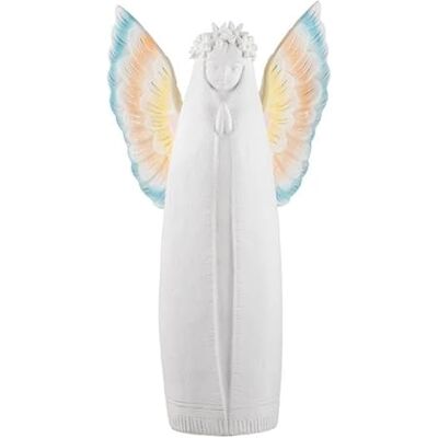 DRW Figur Weißer Engel mit bunten Flügeln aus Kunstharz, handbemalt DRW Figur Weißer Engel mit bunten Flügeln aus Kunstharz, handbemalt