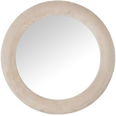 DRW Runder Wandspiegel aus MDF und Samt in Beige, 80 x 3,5 x 80 cm DRW Runder Wandspiegel aus MDF und Samt in Beige, 80 x 3,5 x 80 cm