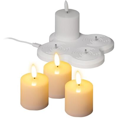 Spetebo LED Kerze warm weiß aufladbar mit Ladestation 4er Set 5 x 5 cm Künstliche Stumpenkerze mit Flackereffekt Akku betrieben Deko Licht für Weihnachten Advent Hochzeit Geburtstag Kerze flammenlos Spetebo LED Kerze warm weiß aufladbar mit Ladestation 4er Set 5 x 5 cm Künstliche Stumpenkerze mit Flackereffekt Akku betrieben Deko Licht für Weihnachten Advent Hochzeit Geburtstag Kerze flammenlos