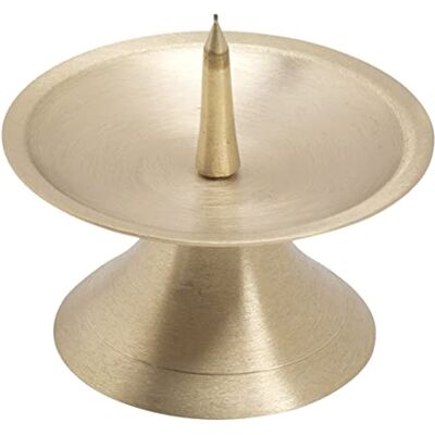 NKlaus Scheibenleuchter aus mattem Messing Gold mit Dorn, Ø 9 cm Der goldene Kerzenteller eignet sich für Altarkerzen NKlaus Scheibenleuchter aus mattem Messing Gold mit Dorn, Ø 9 cm Der goldene Kerzenteller eignet sich für Altarkerzen