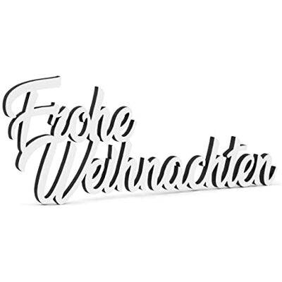 Melis Deko-Schriftzug Frohe Weihnachten Weihnachts-deko aus Holz in weiß – 20cm Melis Deko-Schriftzug Frohe Weihnachten Weihnachts-deko aus Holz in weiß – 20cm