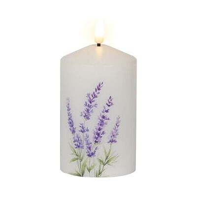 Lumineo LED Kerze mit Lavendel Motiv 7x14,5cm Wachs Batterie Wachskerze Deko für Innen Zimmerdeko Wohndeko batteriebetriebene Stumpenkerze Dekokerze mit Design Weiß Lumineo LED Kerze mit Lavendel Motiv 7x14,5cm Wachs Batterie Wachskerze Deko für Innen Zimmerdeko Wohndeko batteriebetriebene Stumpenkerze Dekokerze mit Design Weiß