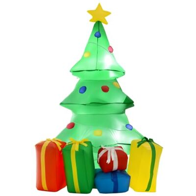 HOMCOM Aufblasbare Weihnachtsdekoration mit LED-Licht, Geschenken, 150 cm Selbstaufblasender Weihnachtsbaum, Wasserdicht, Weihnachtsfeiern, Indoor, Outdoor HOMCOM Aufblasbare Weihnachtsdekoration mit LED-Licht, Geschenken, 150 cm Selbstaufblasender Weihnachtsbaum, Wasserdicht, Weihnachtsfeiern, Indoor, Outdoor