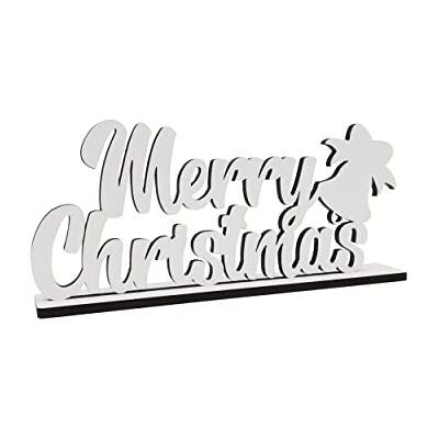 Melis Deko-Schriftzug Merry Christmas – Weihnachten Weihnachts-deko aus Holz in weiß – 30cm Melis Deko-Schriftzug Merry Christmas – Weihnachten Weihnachts-deko aus Holz in weiß – 30cm