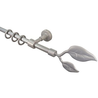 iso-design Gardinenstangen Silber grau 16 mm aus Metall und Kunststoff Endstück Blatt, 120 cm iso-design Gardinenstangen Silber grau 16 mm aus Metall und Kunststoff Endstück Blatt, 120 cm