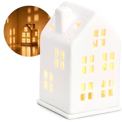 com-four ® Teelichthaus aus Porzellan, Häuschen aus mattem Porzellan Leuchthaus Stilvolle Raumdekoration in Form eines Hauses com-four ® Teelichthaus aus Porzellan, Häuschen aus mattem Porzellan Leuchthaus Stilvolle Raumdekoration in Form eines Hauses