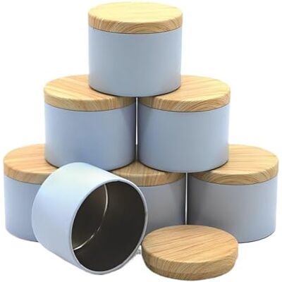 GETSTREE Kerzendosen mit Deckel, 12 Stück, 113 ml, rundes Kerzenglas, DIY-Aromatherapie-Kerzengläser, Lron-Teedosen, Reise-Aufbewahrungsbehälter Blue-with-wood GETSTREE Kerzendosen mit Deckel, 12 Stück, 113 ml, rundes Kerzenglas, DIY-Aromatherapie-Kerzengläser, Lron-Teedosen, Reise-Aufbewahrungsbehälter Blue-with-wood