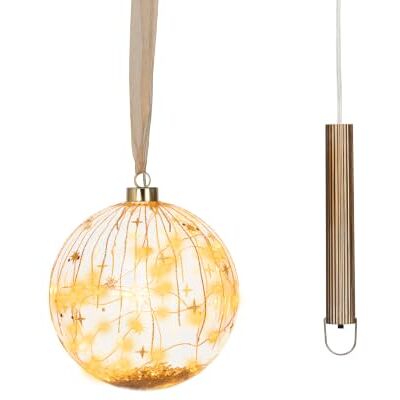 Lumineo Micro LED Glaskugel mit Sternenmuster warmweiß 14cm Timer Transparent Batteriebetriebene Leuchtkugel Weihnachtsdeko zum Hängen Dekokugel mit Licht Lumineo Micro LED Glaskugel mit Sternenmuster warmweiß 14cm Timer Transparent Batteriebetriebene Leuchtkugel Weihnachtsdeko zum Hängen Dekokugel mit Licht