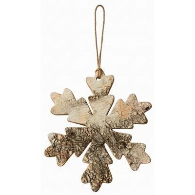 SHATCHI 16 cm Schneeflockenform, Birkenrinde, Holz, Weihnachtsbaum, Wand, Tür, Kranz, Decke, hängende Weihnachtsdekoration, Holz SHATCHI 16 cm Schneeflockenform, Birkenrinde, Holz, Weihnachtsbaum, Wand, Tür, Kranz, Decke, hängende Weihnachtsdekoration, Holz