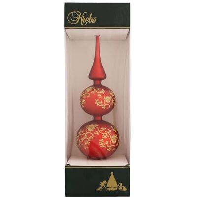 Krebs Glas Lauscha Baumspitze Rot Matt mit Golddekor ca. 34 cm, aus Glas, mundgeblasener Baumschmuck für Weihnachten Krebs Glas Lauscha Baumspitze Rot Matt mit Golddekor ca. 34 cm, aus Glas, mundgeblasener Baumschmuck für Weihnachten