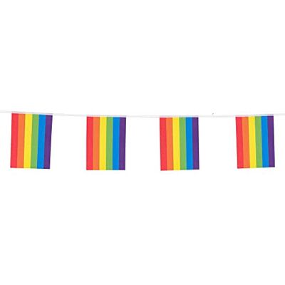 Boland 44734 Wimpelkette Regenbogen, Länge 3 Meter, Fahnen-Girlande aus Papier, Dekoration, Karneval, Christopher Street Day, Party, Geburtstag Boland 44734 Wimpelkette Regenbogen, Länge 3 Meter, Fahnen-Girlande aus Papier, Dekoration, Karneval, Christopher Street Day, Party, Geburtstag