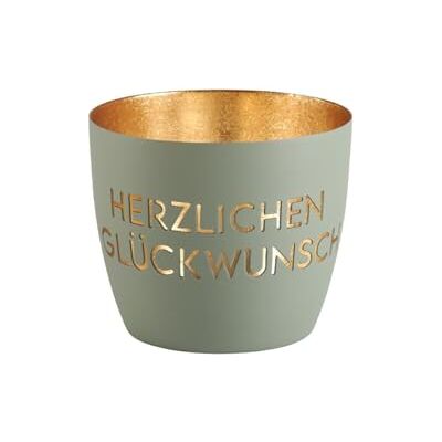 Gift Company Madras, Windlicht, M, Motiv: Herzlichen Glückwunsch, Flannel/Gold, H8,5cm, D10cm Gift Company Madras, Windlicht, M, Motiv: Herzlichen Glückwunsch, Flannel/Gold, H8,5cm, D10cm