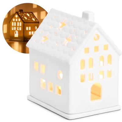 com-four ® Teelichthaus aus Porzellan, Häuschen aus mattem Porzellan Leuchthaus Stilvolle Raumdekoration in Form eines Hauses com-four ® Teelichthaus aus Porzellan, Häuschen aus mattem Porzellan Leuchthaus Stilvolle Raumdekoration in Form eines Hauses