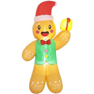 Outsunny Aufblasbarer Weihnachts-Lebkuchenmann mit Geschenkbox, 2,5 m Aufblasbare Weihnachtsdeko, Weihnachtsdekoration, mit LED-Lichtern, für Innen- und Außenbereich Outsunny Aufblasbarer Weihnachts-Lebkuchenmann mit Geschenkbox, 2,5 m Aufblasbare Weihnachtsdeko, Weihnachtsdekoration, mit LED-Lichtern, für Innen- und Außenbereich