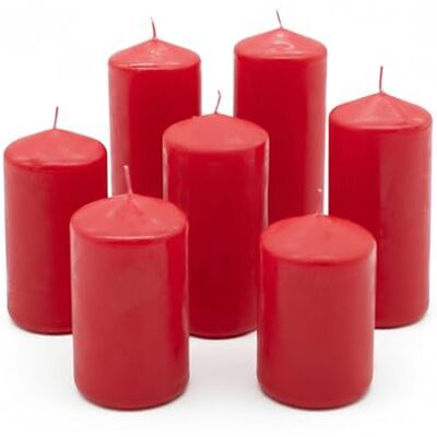 Spetebo Echtwachs Stumpenkerzen 7er Set rot Blockkerze in 7 verschiedenen Höhen Kerze für Weihnachten Winter Advent Laterne Windlicht Dekoration Spetebo Echtwachs Stumpenkerzen 7er Set rot Blockkerze in 7 verschiedenen Höhen Kerze für Weihnachten Winter Advent Laterne Windlicht Dekoration