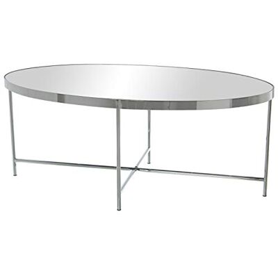 DRW Couchtisch oval aus Stahl Chrom 110 x 55 x 40 cm, Spiegel 5 mm Dicke, Metall, 110x55x40cm, Espejo 5mm Grosor DRW Couchtisch oval aus Stahl Chrom 110 x 55 x 40 cm, Spiegel 5 mm Dicke, Metall, 110x55x40cm, Espejo 5mm Grosor