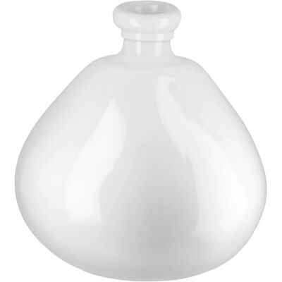 GILDE Vase Sylt aus Glas weiß Höhe 32cm x Ø 31,5cm runde Dekovase Europäische Herstellung GILDE Vase Sylt aus Glas weiß Höhe 32cm x Ø 31,5cm runde Dekovase Europäische Herstellung