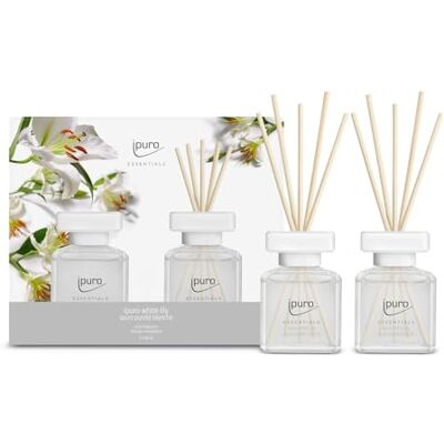 Ipuro Essentials WHITE LILY Raumduft Geschenkset 2x50ml Raumerfrischer mit Pfirsich Maiglöckchen, Jasmin, Nelke, weißem Moschus & Zedernholz Duft Diffuser mit Stäbchen Lufterfrischer Zuhause Ipuro Essentials WHITE LILY Raumduft Geschenkset 2x50ml Raumerfrischer mit Pfirsich Maiglöckchen, Jasmin, Nelke, weißem Moschus & Zedernholz Duft Diffuser mit Stäbchen Lufterfrischer Zuhause