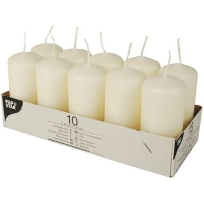PAPSTAR 10 Stumpenkerzen Ø 40 mm · 90 mm creme PAPSTAR 10 Stumpenkerzen Ø 40 mm · 90 mm creme