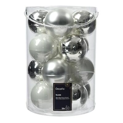 Decoris Weihnachtskugeln Glas 8cm 16er Set matt & glänzend Große Christbaumkugeln Weihnachtsbaumkugeln für Weihnachten Kerstbal Glas d8 cm wit/zlvr Ass 16st kerst Silber/Weiß Mix Decoris Weihnachtskugeln Glas 8cm 16er Set matt & glänzend Große Christbaumkugeln Weihnachtsbaumkugeln für Weihnachten Kerstbal Glas d8 cm wit/zlvr Ass 16st kerst Silber/Weiß Mix