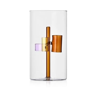 Ichendorf Milano Vase mit 3 Kerzen, Bernstein, Kollektion Iris, H20 cm, Borosilikatglas, handgefertigt Ichendorf Milano Vase mit 3 Kerzen, Bernstein, Kollektion Iris, H20 cm, Borosilikatglas, handgefertigt