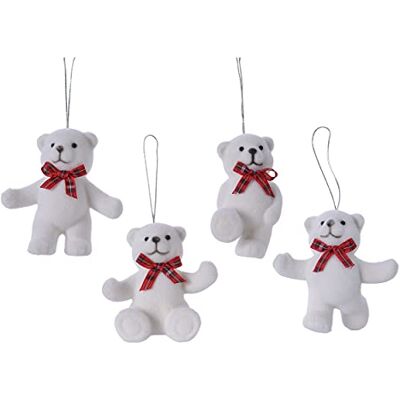 Decoris Christbaumschmuck Kunststoff/Samt 7cm x 4 Stück Set Teddybären Eisbären Waldtiere bruchsicher weiß Decoris Christbaumschmuck Kunststoff/Samt 7cm x 4 Stück Set Teddybären Eisbären Waldtiere bruchsicher weiß