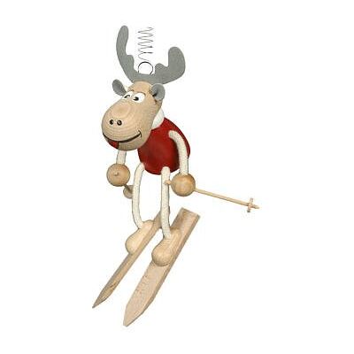 Unbekannt Schwingfigur Elch mit Ski 16cm Unbekannt Schwingfigur Elch mit Ski 16cm