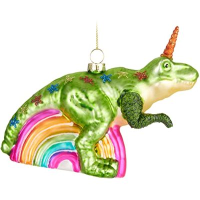BRUBAKER Einhorn T-Rex Regenbogen Weihnachtskugel aus Glas Handbemalt Dinosaurier Christbaumschmuck Fantasie Dino Figur Lustig Weihnachtsdeko Anhänger Bunt Baumkugel BRUBAKER Einhorn T-Rex Regenbogen Weihnachtskugel aus Glas Handbemalt Dinosaurier Christbaumschmuck Fantasie Dino Figur Lustig Weihnachtsdeko Anhänger Bunt Baumkugel