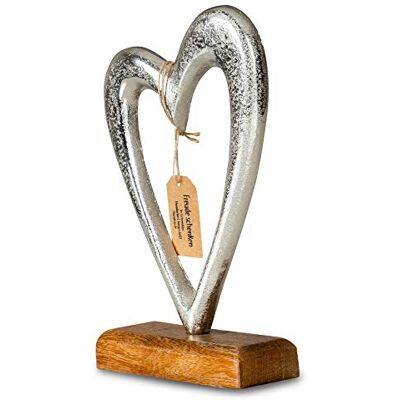 levandeo Designer Skulptur Herz H23cm Silber Metall Mango Holz Tischdekoration Deko Wohndekoration Kunst levandeo Designer Skulptur Herz H23cm Silber Metall Mango Holz Tischdekoration Deko Wohndekoration Kunst