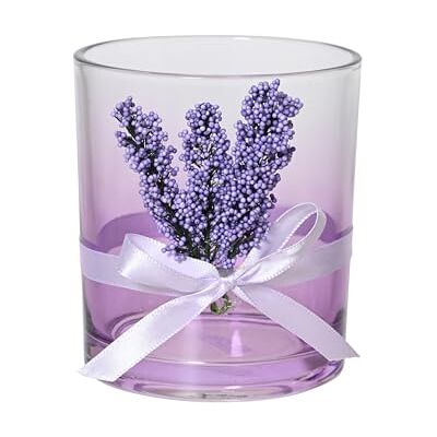 Decoris Teelichthalter Glas 10x9cm Teelichtglas mit Schleife und Kunstlavendel Kerzenhalter Windlicht für Teelichter Kerzenglas Tischdeko Frühlingsdeko Transparent Lila Decoris Teelichthalter Glas 10x9cm Teelichtglas mit Schleife und Kunstlavendel Kerzenhalter Windlicht für Teelichter Kerzenglas Tischdeko Frühlingsdeko Transparent Lila