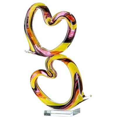 Glas Art Skulptur Corazòn aus Glas Herzform Höhe 40cm gelb/lila/rot handgearbeitet und mundgblasen Glas Art Skulptur Corazòn aus Glas Herzform Höhe 40cm gelb/lila/rot handgearbeitet und mundgblasen