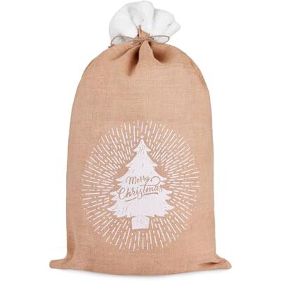 BRUBAKER Weihnachtssack Tannenbaum Merry Christmas 80 cm Geschenksack Weihnachten Nikolaussack Jutebeutel Sack mit Kordel zum Verpacken von Geschenken Jutesack Weihnachtsbaum Braun Weiß BRUBAKER Weihnachtssack Tannenbaum Merry Christmas 80 cm Geschenksack Weihnachten Nikolaussack Jutebeutel Sack mit Kordel zum Verpacken von Geschenken Jutesack Weihnachtsbaum Braun Weiß