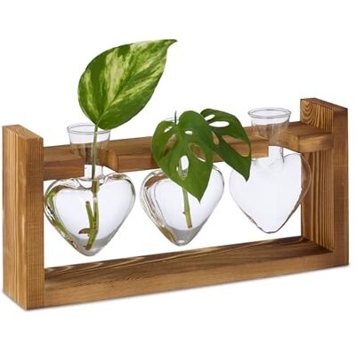 Relaxdays Reagenzglas-Vase - Vase mit 3 Gläsern und Holzständer Relaxdays Reagenzglas-Vase - Vase mit 3 Gläsern und Holzständer