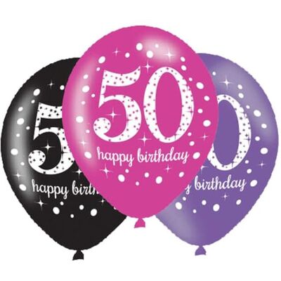 amscan 9900878 6 Latexballons Pink Celebration 50 Jahre 27,5 cm / 11", Luftballon amscan 9900878 6 Latexballons Pink Celebration 50 Jahre 27,5 cm / 11", Luftballon