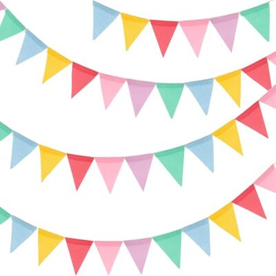 G2PLUS 6m Wimpelkette Outdoor Pastell: 24pcs Wimpel Girlande Wetterfest, Garten Deko Girlande Bunt für Fasching, Hochzeit Geburtstag Party Festival Dekoration G2PLUS 6m Wimpelkette Outdoor Pastell: 24pcs Wimpel Girlande Wetterfest, Garten Deko Girlande Bunt für Fasching, Hochzeit Geburtstag Party Festival Dekoration