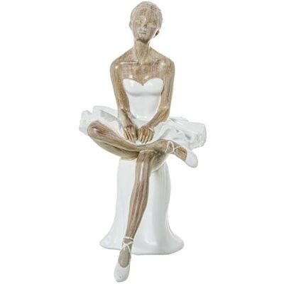 DRW Sitzende Ballerina-Figur aus weißem und natürlichem Harz, 28 x 15 x 22 cm DRW Sitzende Ballerina-Figur aus weißem und natürlichem Harz, 28 x 15 x 22 cm