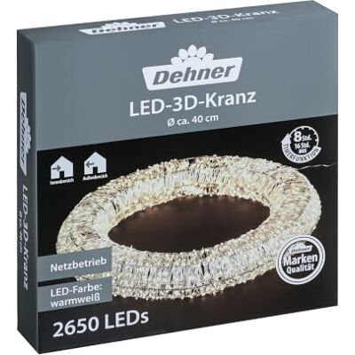 Dehner LED Adventskranz, Silber, Ø 40 cm, Höhe 7 cm Türkranz. mit 2650 LEDs, warmweiß, inkl. Timer-Funktion, für Indoor/Outdoor, Metall Dehner LED Adventskranz, Silber, Ø 40 cm, Höhe 7 cm Türkranz. mit 2650 LEDs, warmweiß, inkl. Timer-Funktion, für Indoor/Outdoor, Metall