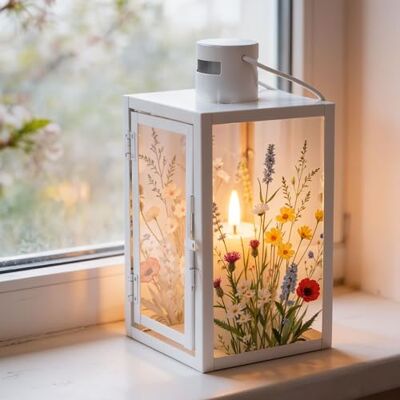 levandeo Laterne H25cm Metall Weiß Blumen Frühlingsdeko Windlicht Sommer Tischdekoration Lichtdeko levandeo Laterne H25cm Metall Weiß Blumen Frühlingsdeko Windlicht Sommer Tischdekoration Lichtdeko