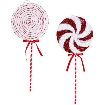 Toyland ® 2er-Pack Rote & weiße Riesen-Sparkly Lollipop-Weihnachtsbaum-Hängedekoration (41cm) Toyland ® 2er-Pack Rote & weiße Riesen-Sparkly Lollipop-Weihnachtsbaum-Hängedekoration (41cm)